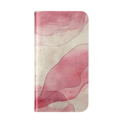 Crimson Ribbon Waves - iPhone 16 Plus Case - Wallet