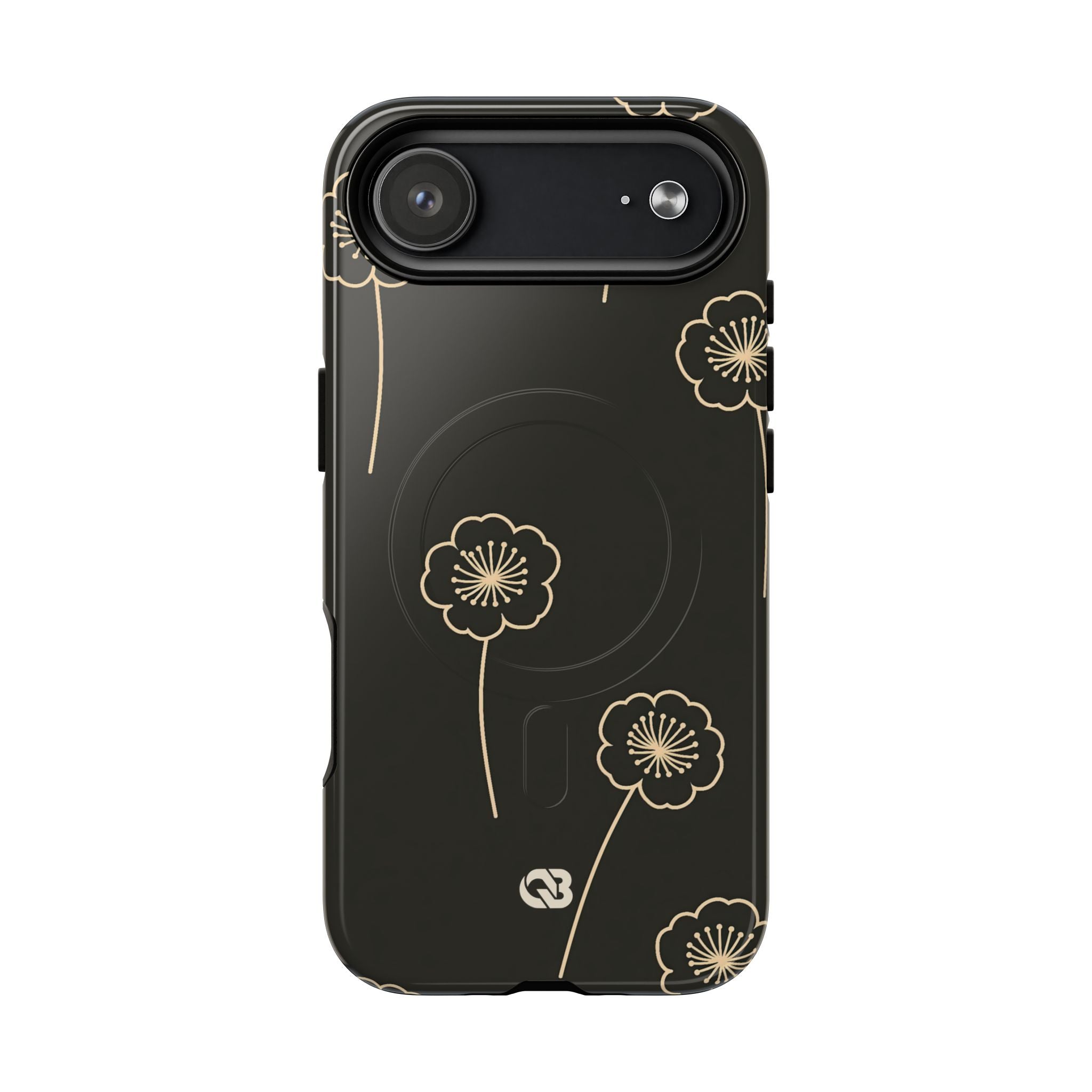Black Tough 2.0 Magsafe Phone Case for iPhone - Obsidian Sand Petals