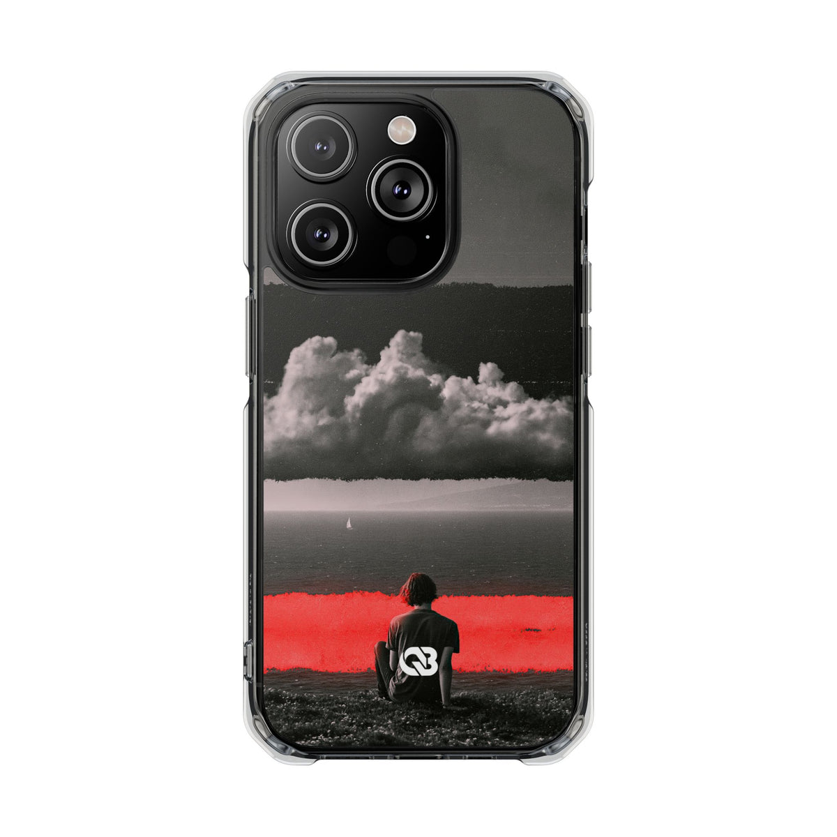 Crimson Horizon · Clear Impact Magnetic Phone Case for iPhone ·  Black