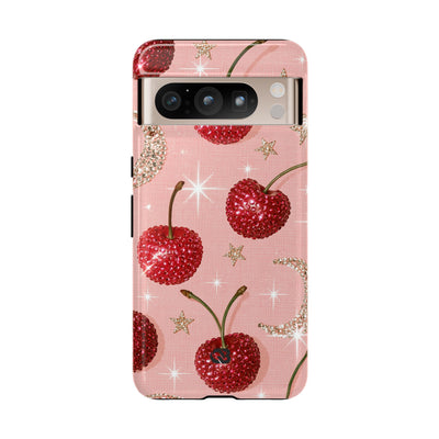 Bedazzled Ruby Cherries · Tough Phone Case for Pixel ·  Pink