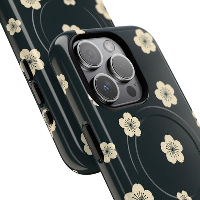 Teal Tough 2.0 Magsafe Phone Case for iPhone - Obsidian Cream Petals