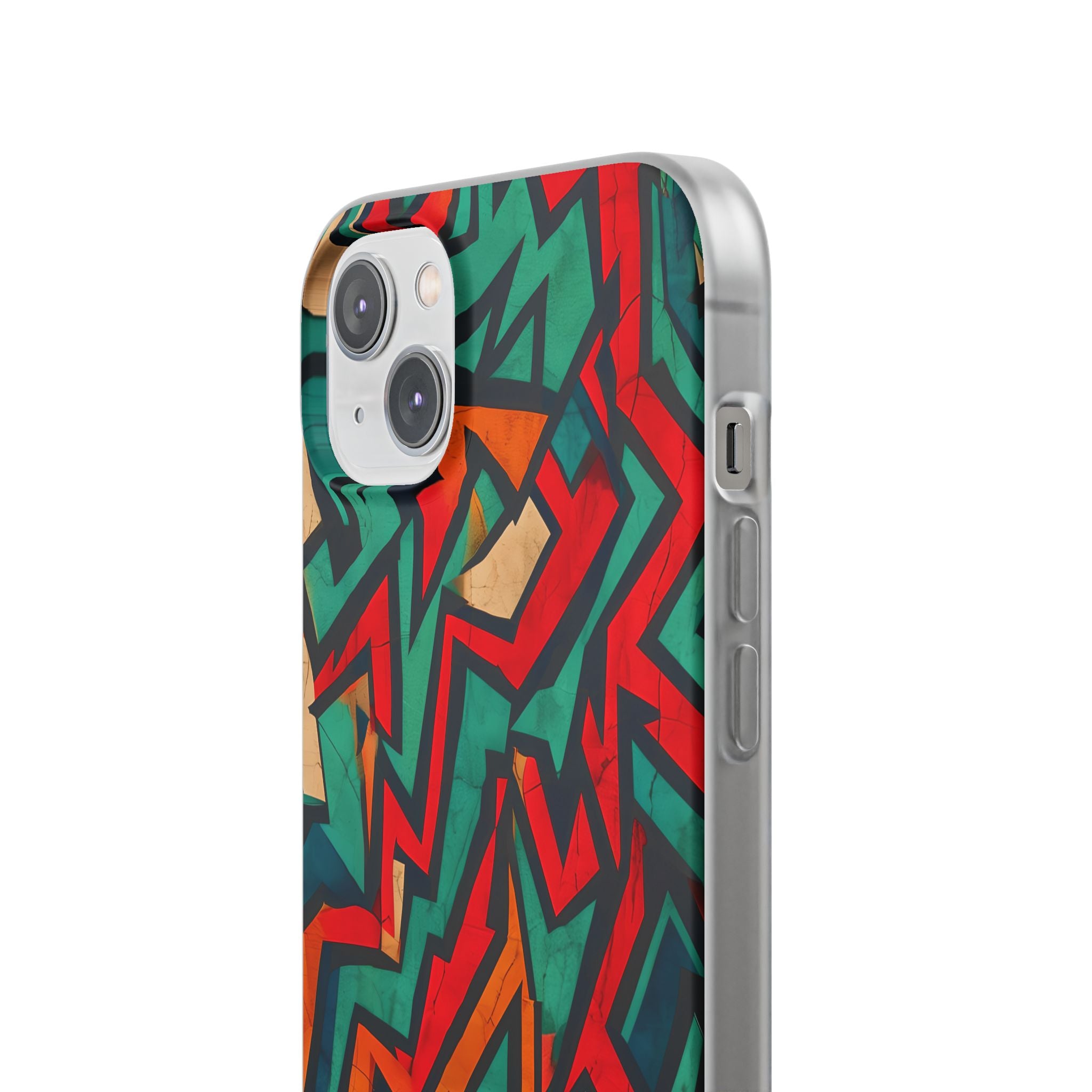 Jagged Teal Static · Soft Phone Case for iPhone