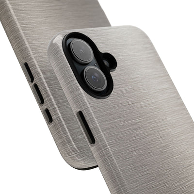 Grey Tough Phone Case for iPhone - Brushed Nickel Linen