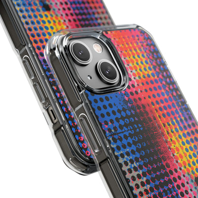 Chromatic Halftone Grid · Clear Impact Magnetic Phone Case for iPhone ·  Blue