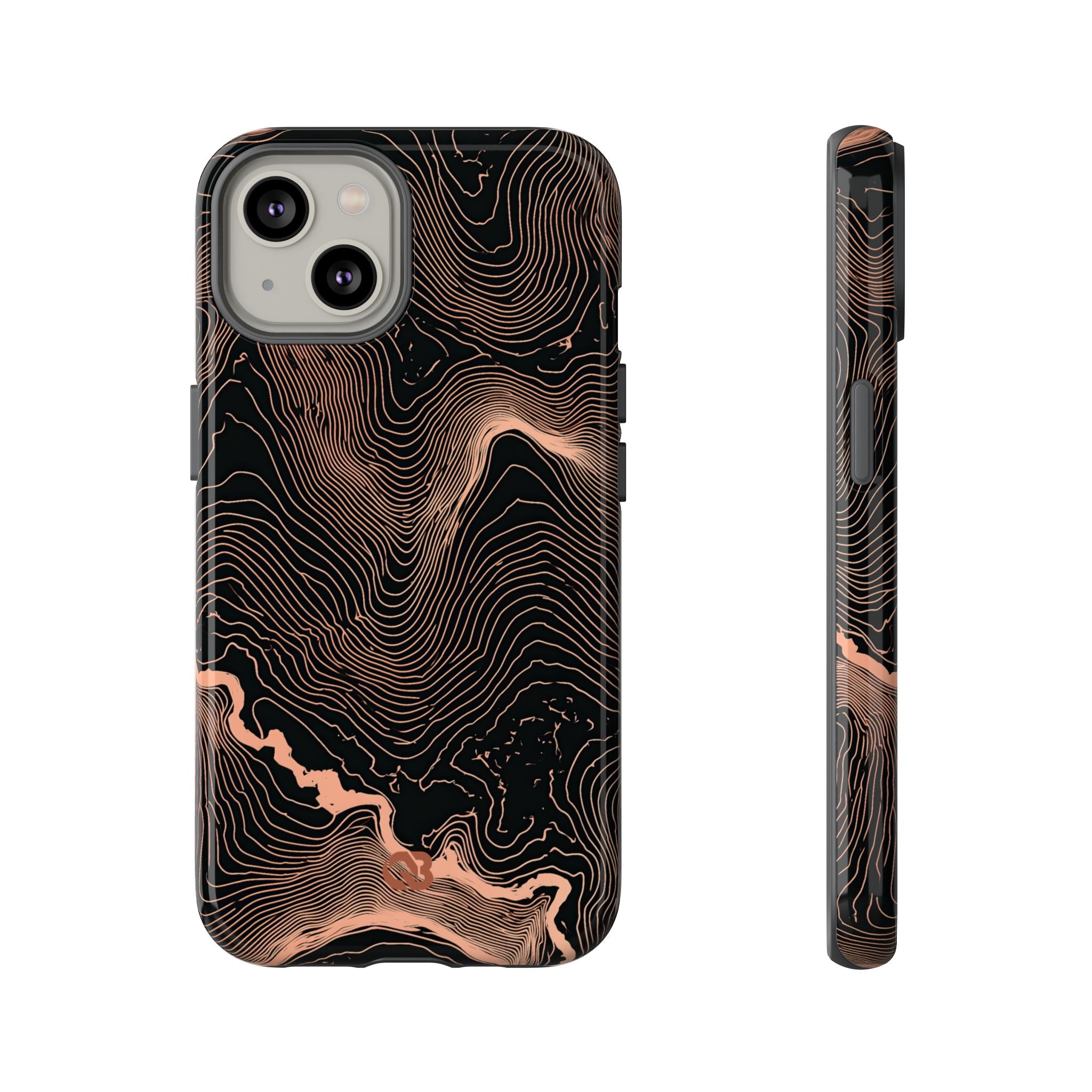 Orange Tough Phone Case for iPhone - Salmon Ridge Topo