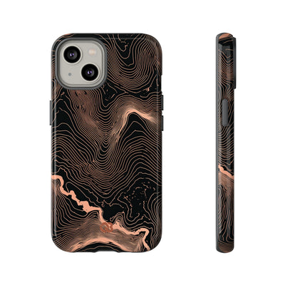 Orange Tough Phone Case for iPhone - Salmon Ridge Topo