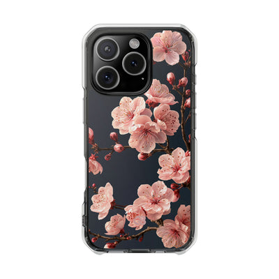 Midnight Sakura Bloom · Clear Impact Magnetic Phone Case for iPhone · Pink