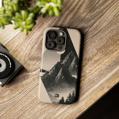Beige Tough Phone Case for iPhone - Obsidian Summit Parchment