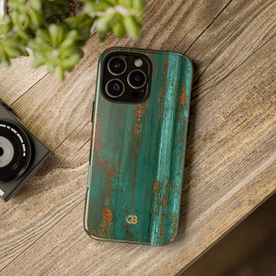 Teal Tough Phone Case for iPhone - Verdigris Copper Siding