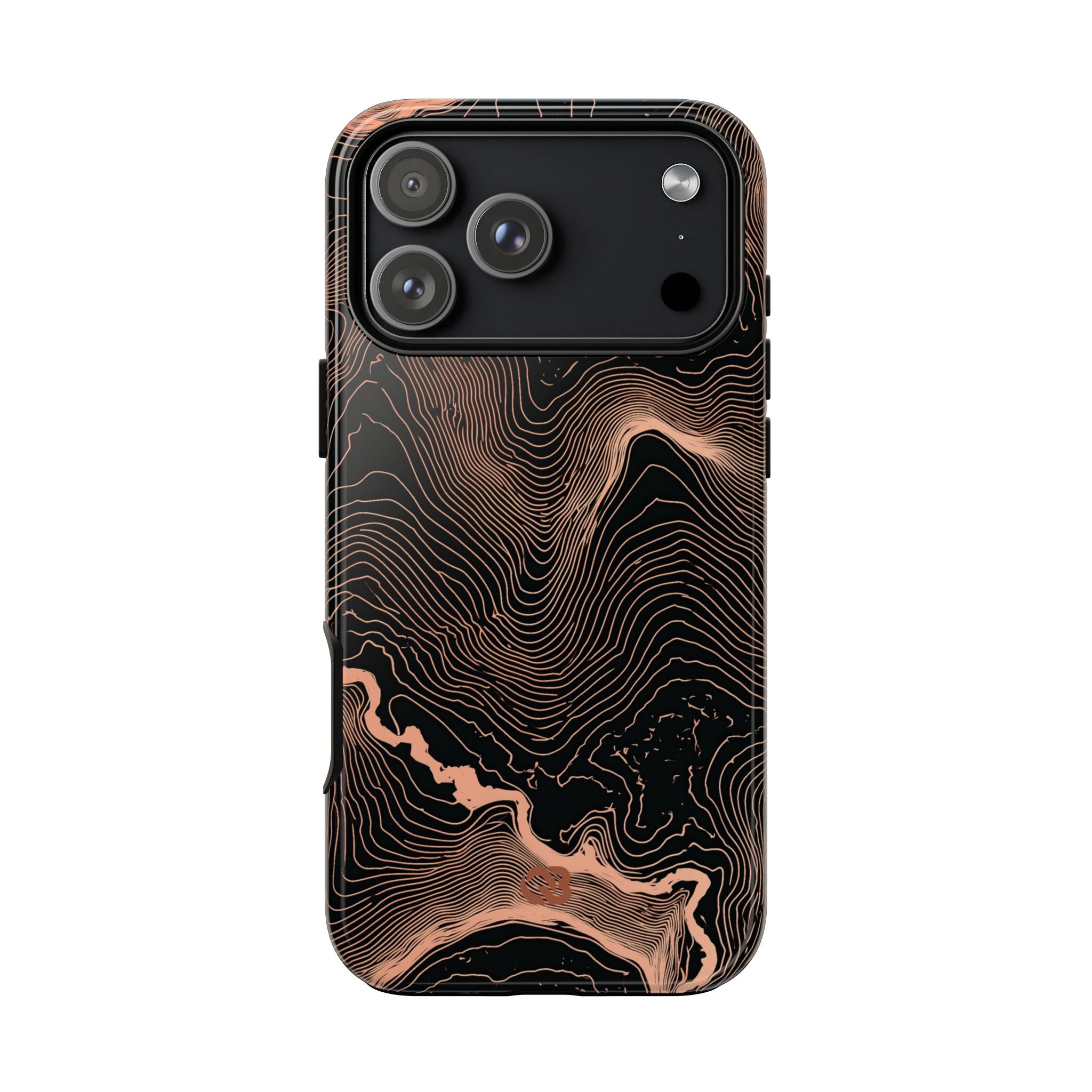Orange Tough Phone Case for iPhone - Salmon Ridge Topo
