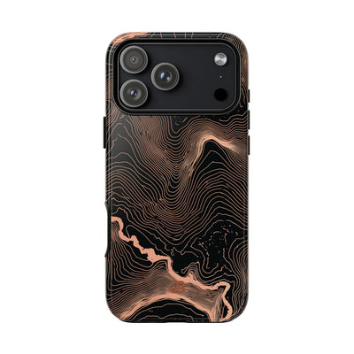 Orange Tough Phone Case for iPhone - Salmon Ridge Topo