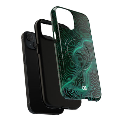 Teal Tough 2.0 Magsafe Phone Case for iPhone - Neon Jade Contour
