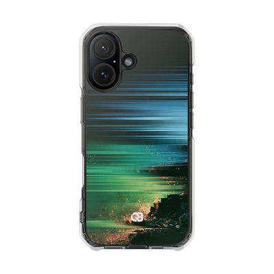 Digital Shoreline Drift · Clear Impact Magnetic Phone Case for iPhone ·  Teal
