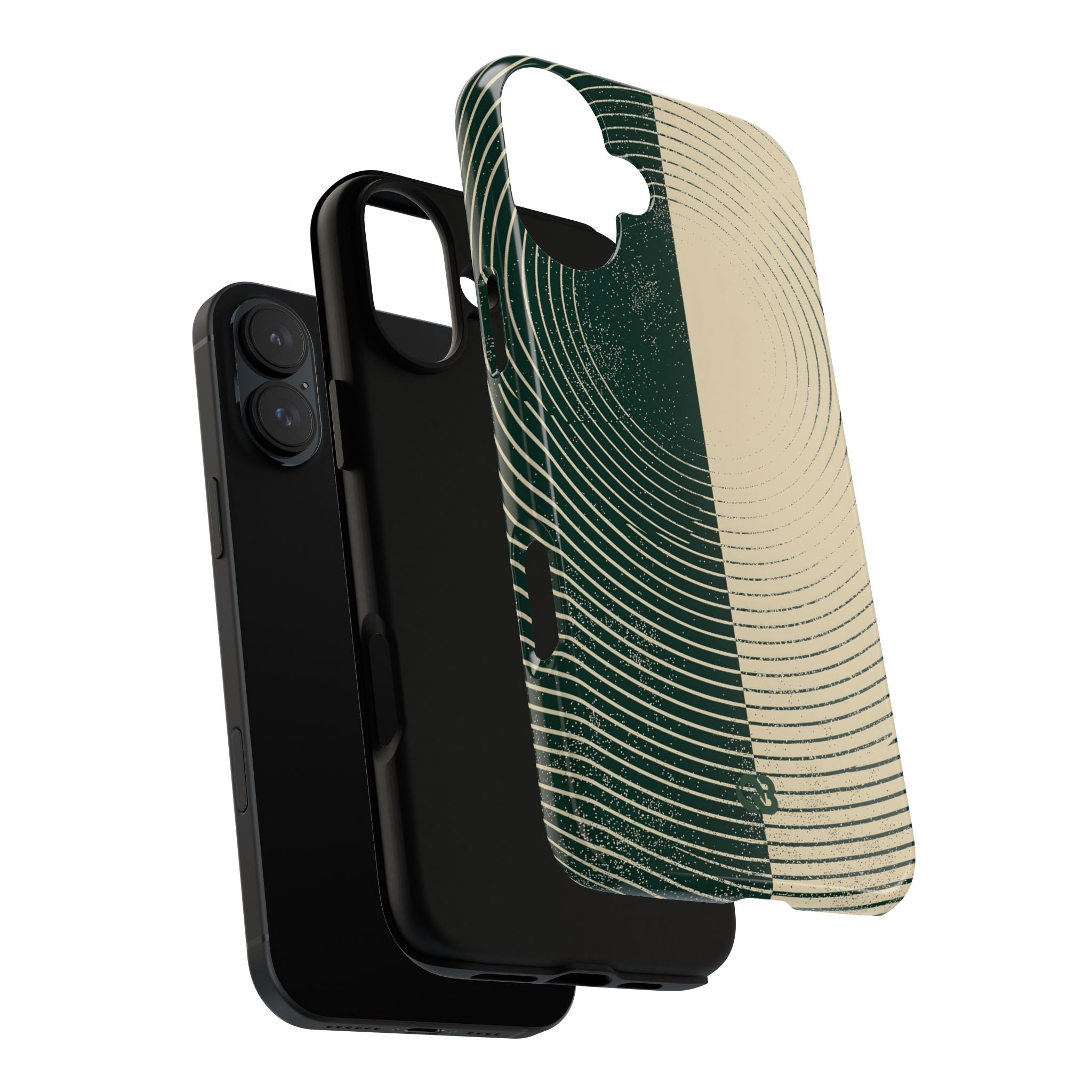 Green Tough Phone Case for iPhone - Evergreen Split Grain