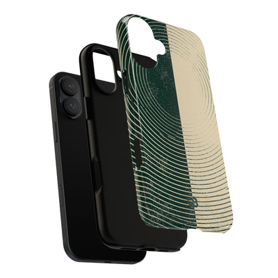 Green Tough Phone Case for iPhone - Evergreen Split Grain