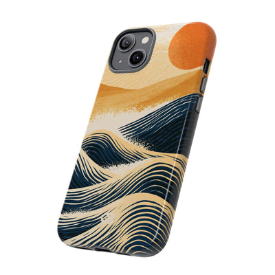 Golden Horizon Waves · Tough Phone Case for iPhone · Blue