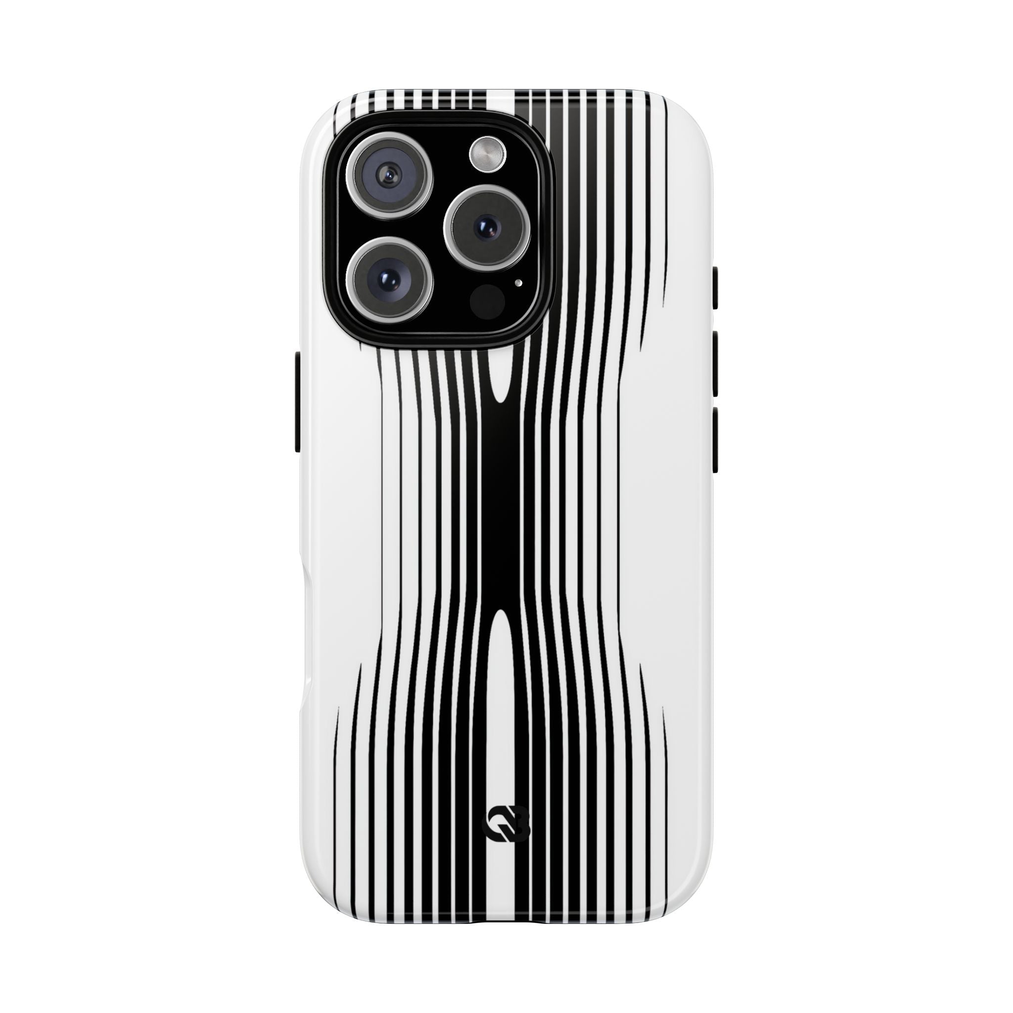 White Tough Phone Case for iPhone - Kinetic Mono Distortion