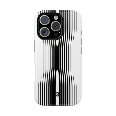 White Tough Phone Case for iPhone - Kinetic Mono Distortion