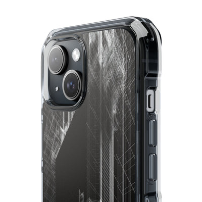 Black Impact MagSafe Phone Case for iPhone - Ghost Urban Wireframe