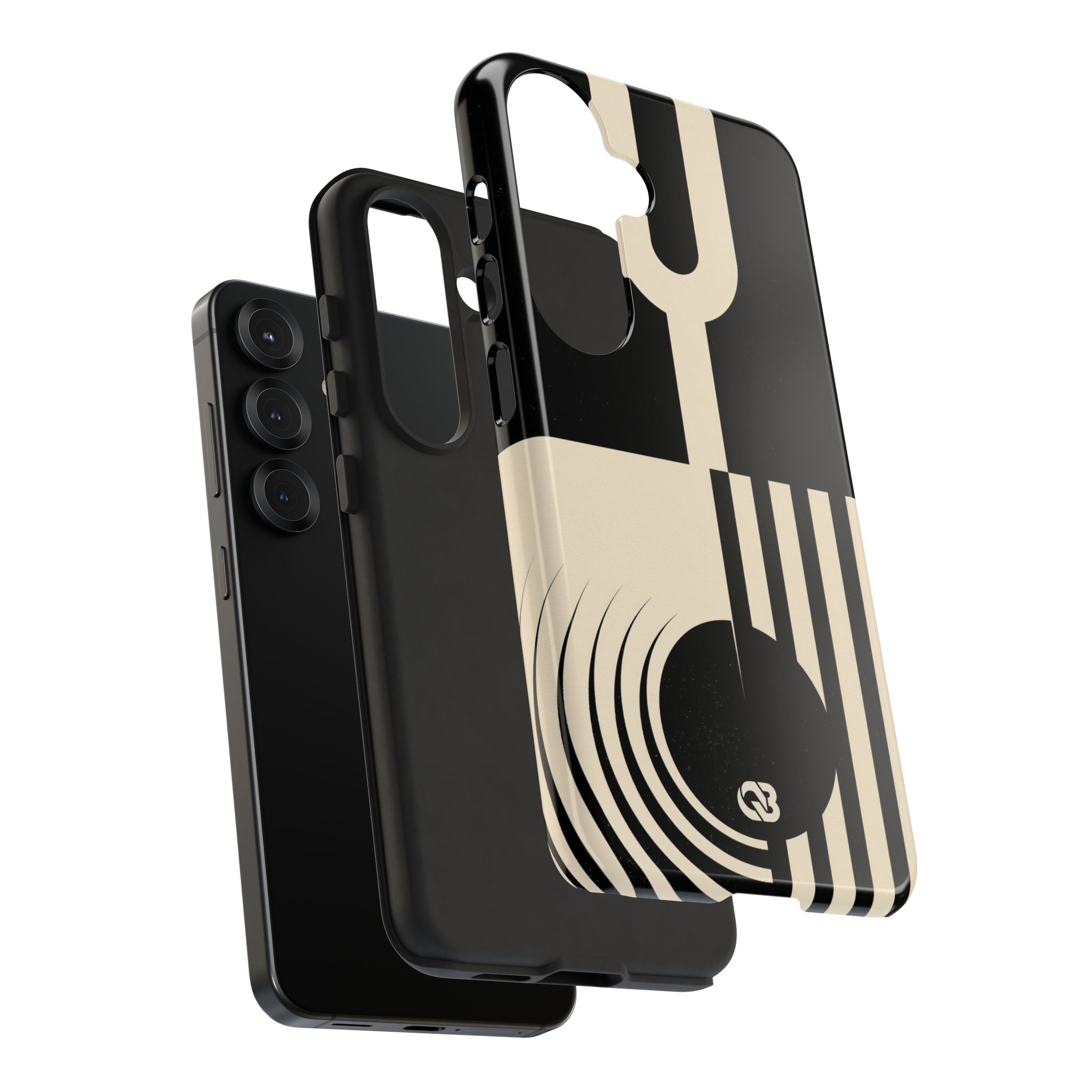 Black Tough Phone Case for Samsung - Ivory Signal Grid