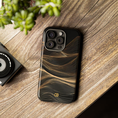 Black Tough Phone Case for iPhone - Copper Topo Ridge