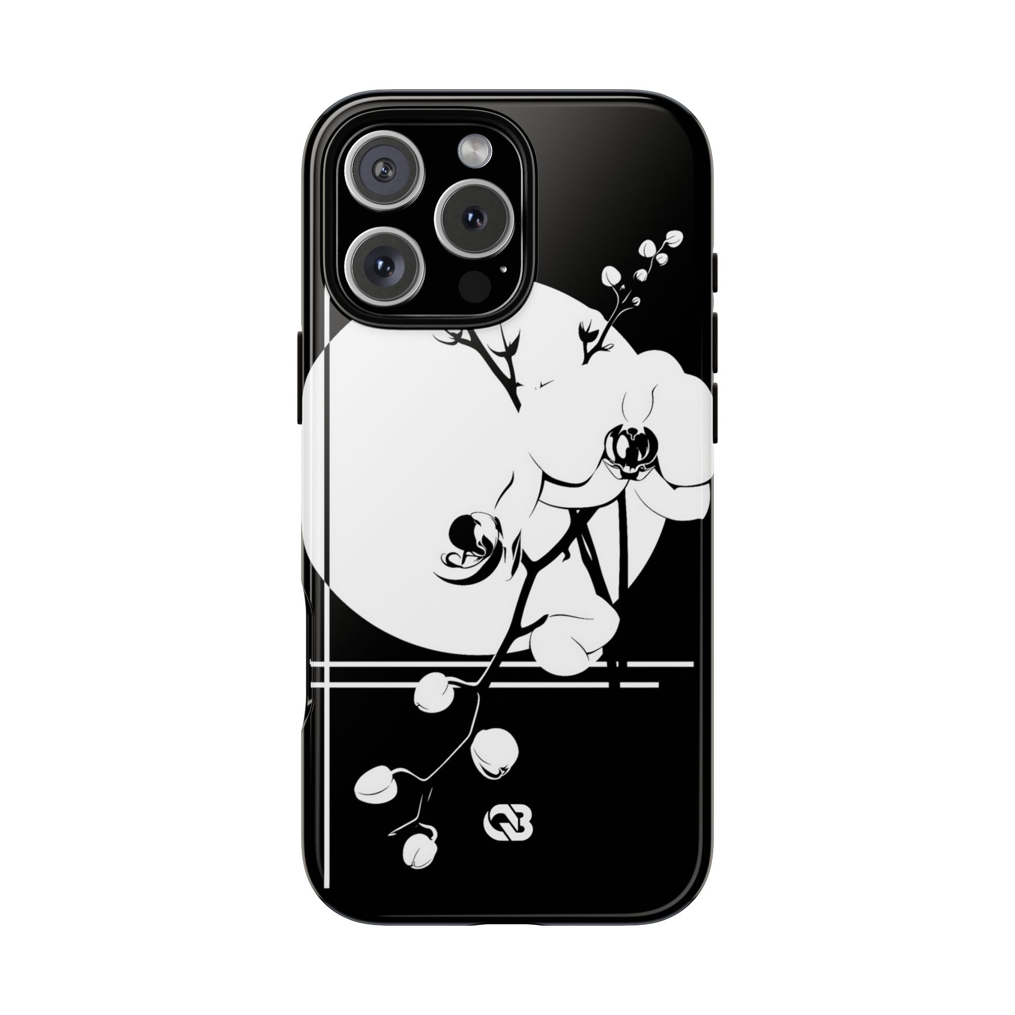 Black Tough Phone Case for iPhone - Lunar Orchid Grid