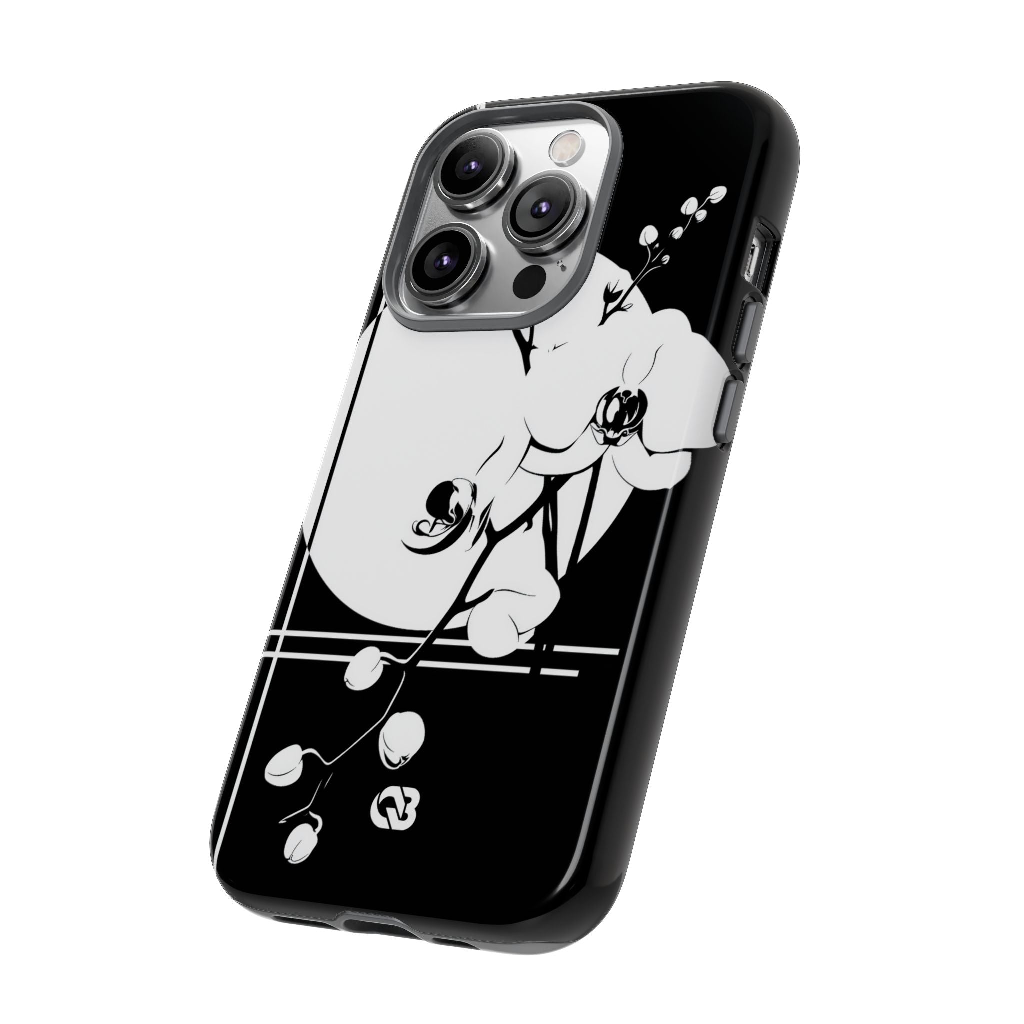 Black Tough Phone Case for iPhone - Lunar Orchid Grid