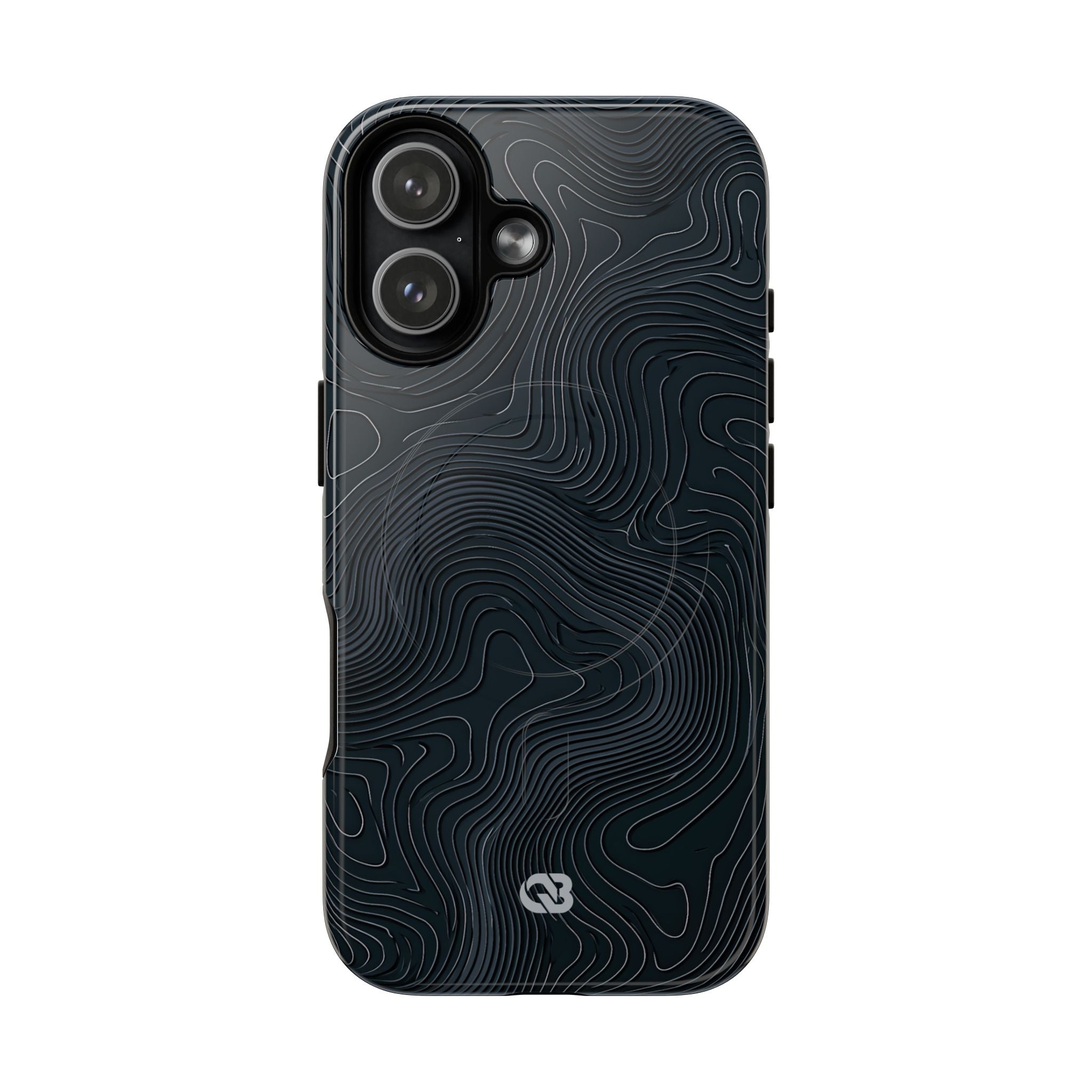 Black Tough 2.0 Magsafe Phone Case for iPhone - Obsidian Ridge Topo