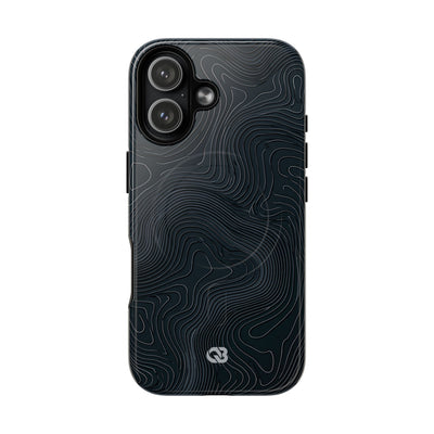 Black Tough 2.0 Magsafe Phone Case for iPhone - Obsidian Ridge Topo