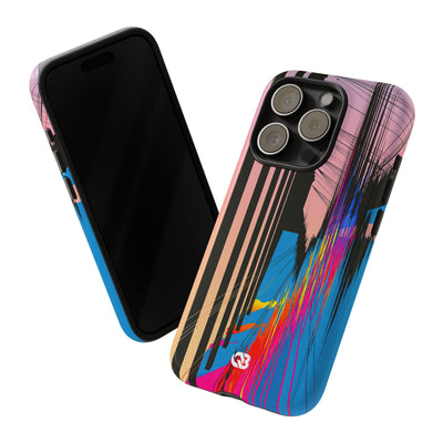 Blue Tough Phone Case for iPhone - Fractured Data Skyline