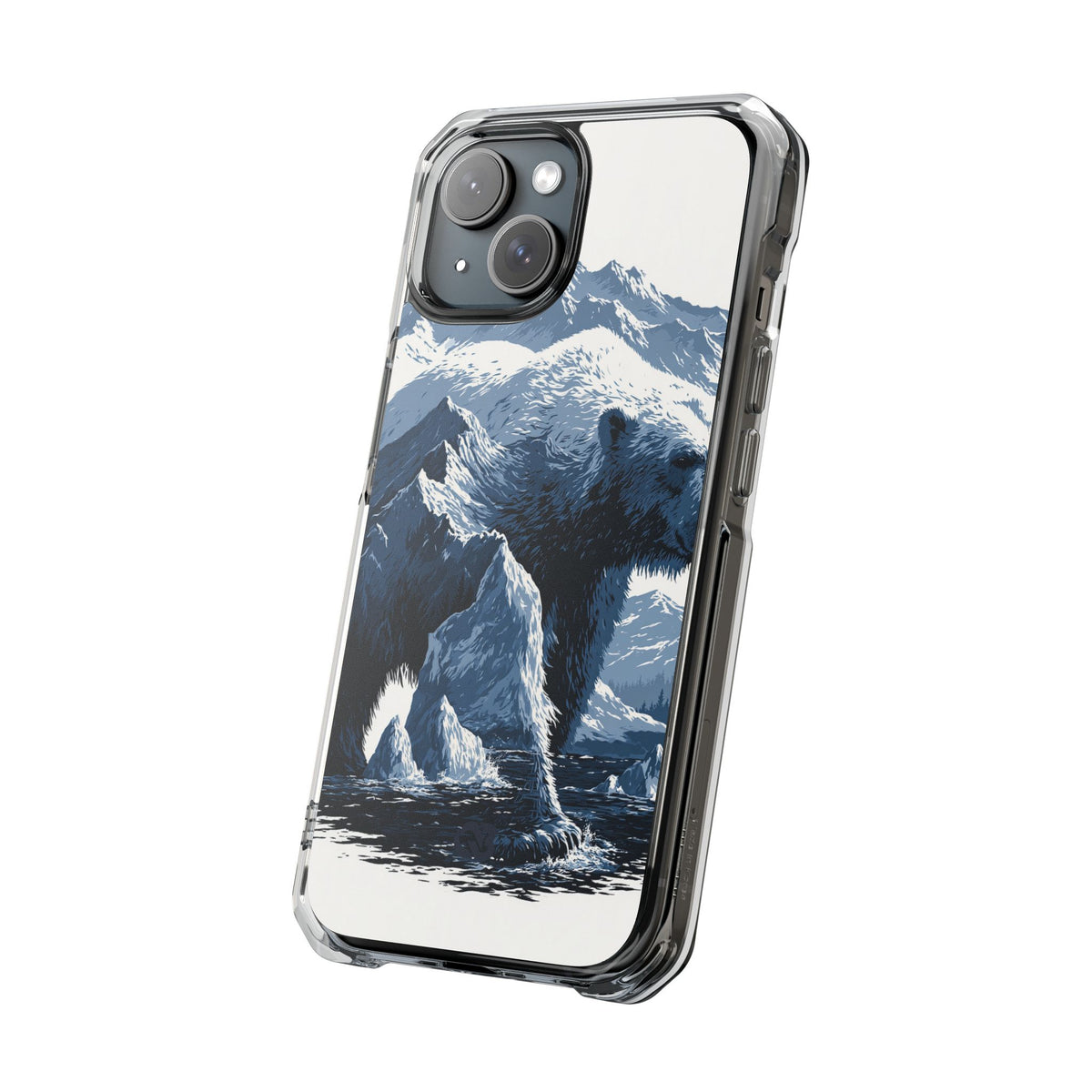 Fjord Summit Bear · Clear Impact Magnetic Phone Case for iPhone · Blue