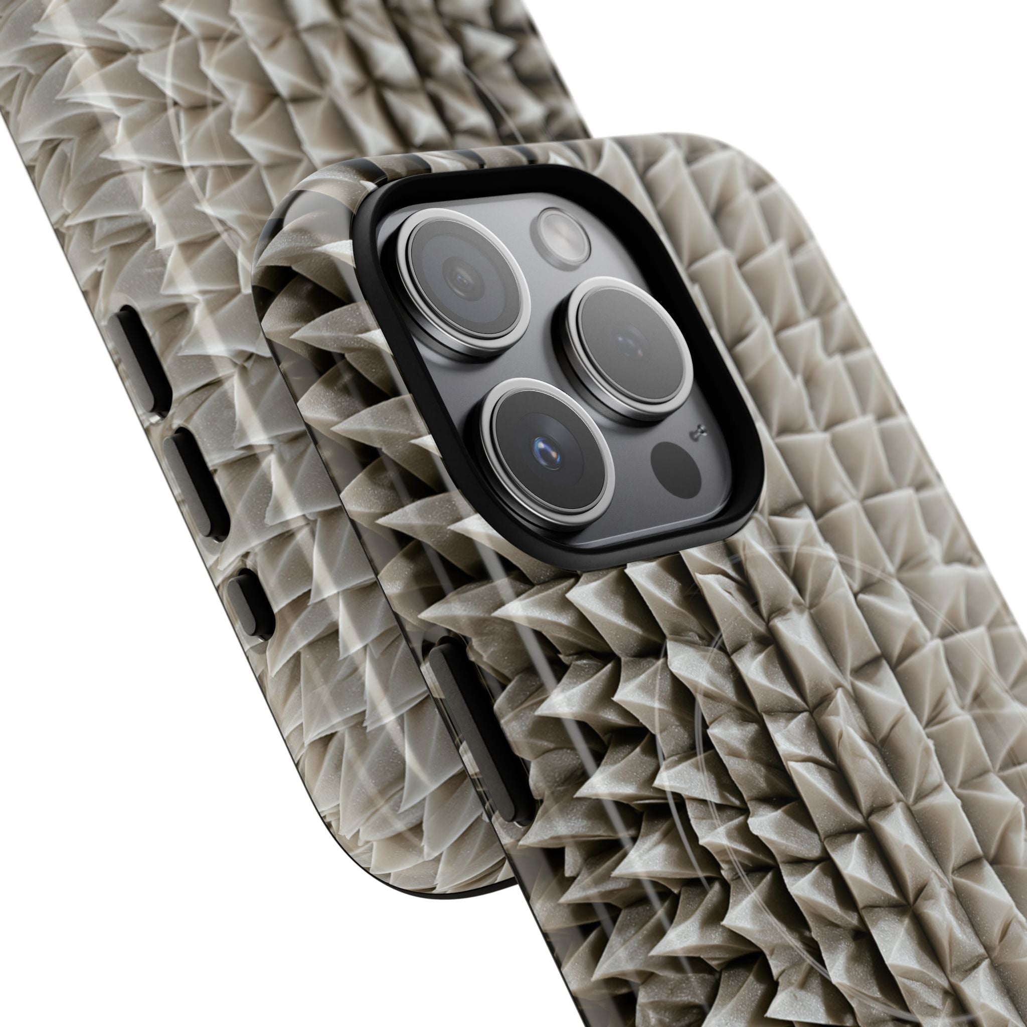 Beige Tough 2.0 Magsafe Phone Case for iPhone - Bone Spiked Grid