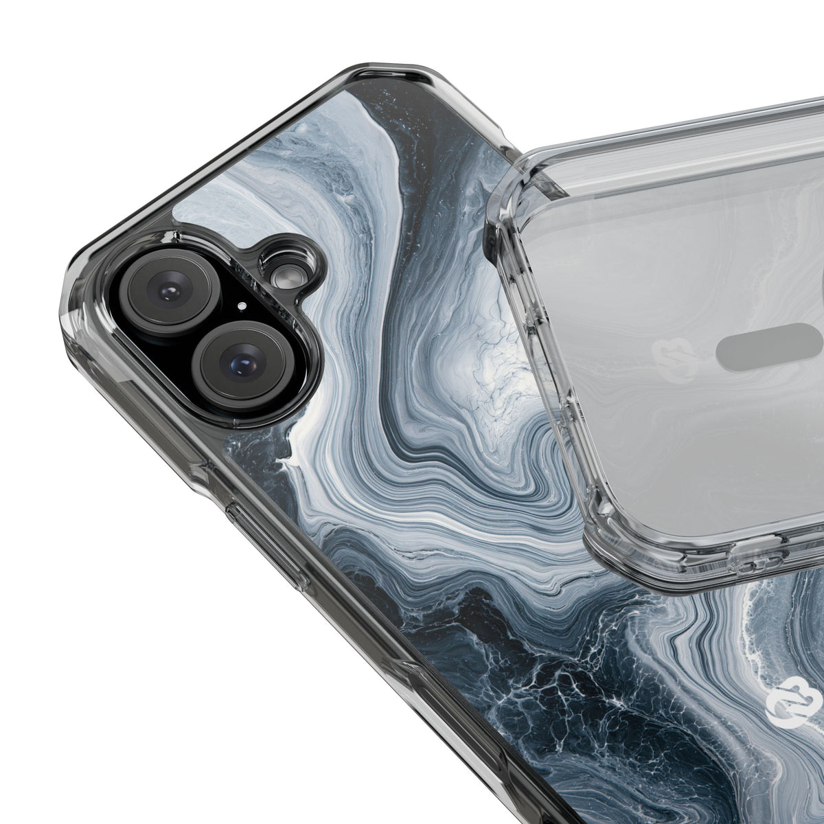 Suminagashi Ink Flow · Clear Impact Magnetic Phone Case for iPhone · Grey