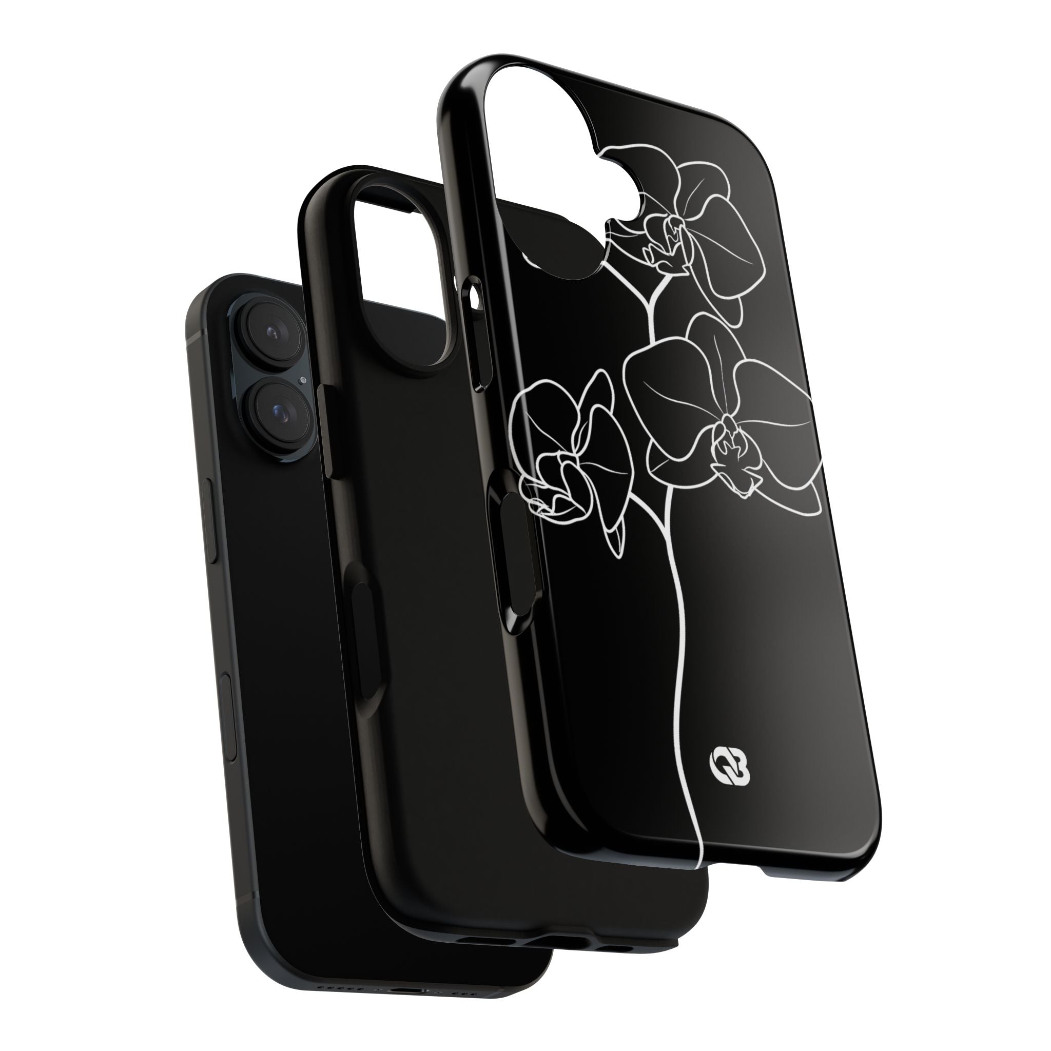 Black Tough Phone Case for iPhone - Noir Alabaster Orchid