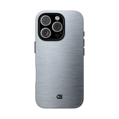 Silver Tough Phone Case for iPhone - Satin Chrome Grain