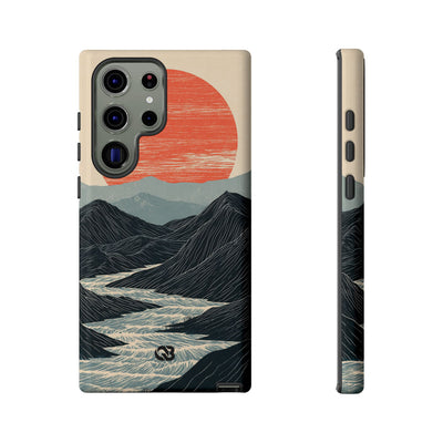 Beige Tough Phone Case for Samsung - Crimson Ridge Flow