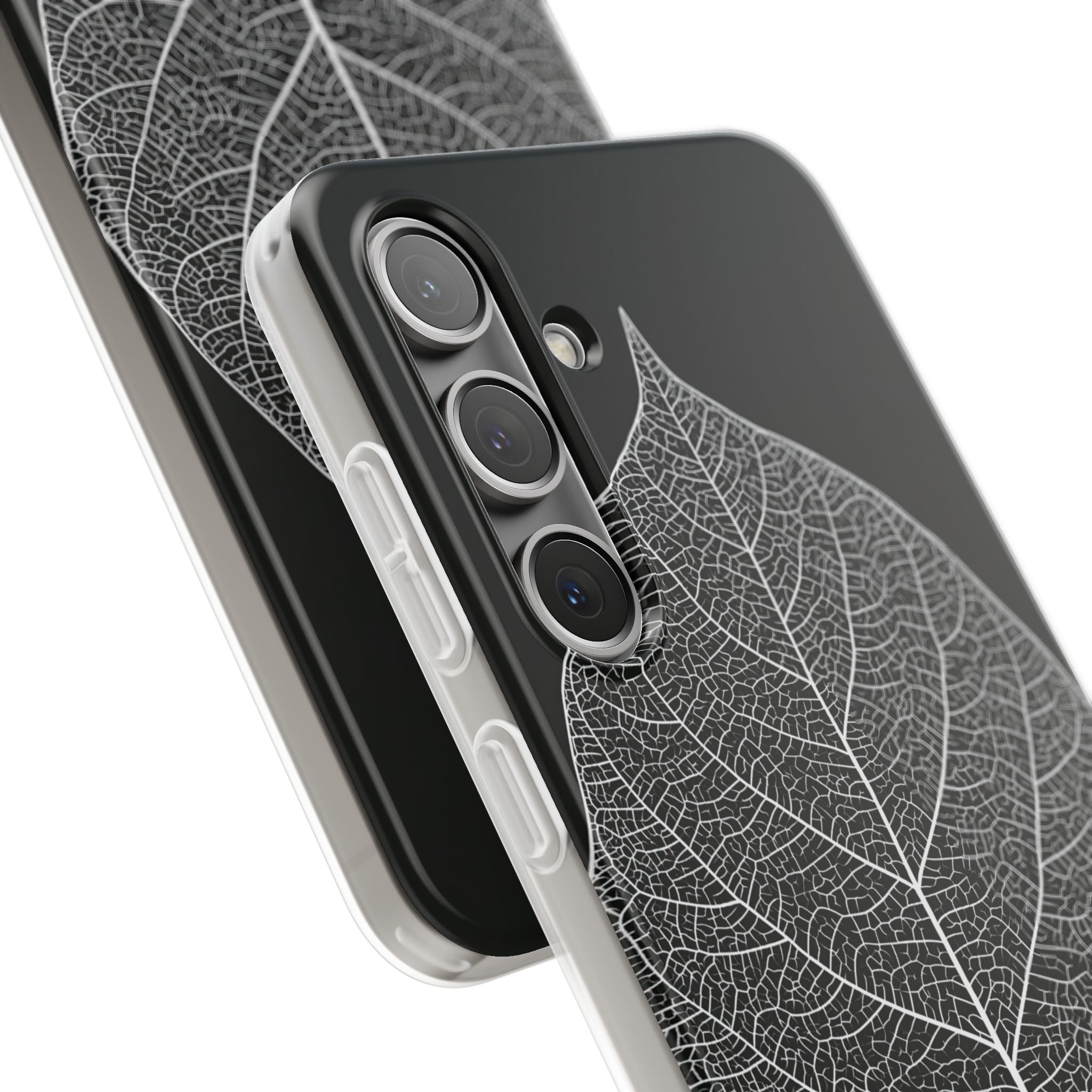 Black Lite Phone Case for Samsung - Bleached Leaf Lattice