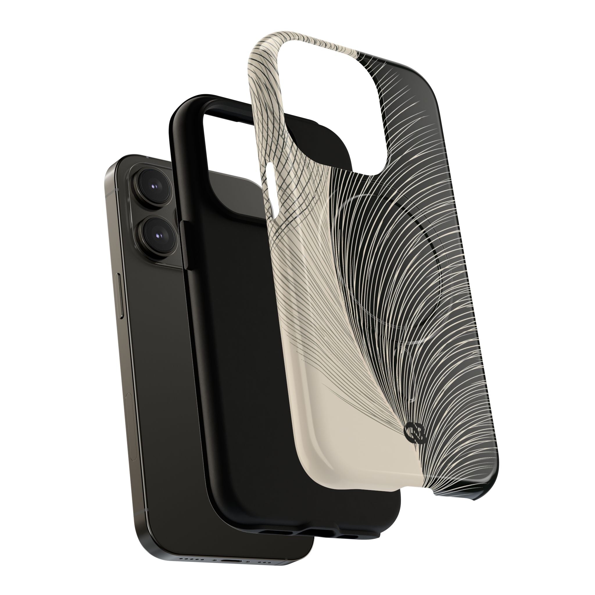 Beige Tough 2.0 Magsafe Phone Case for iPhone - Obsidian Cream Plume
