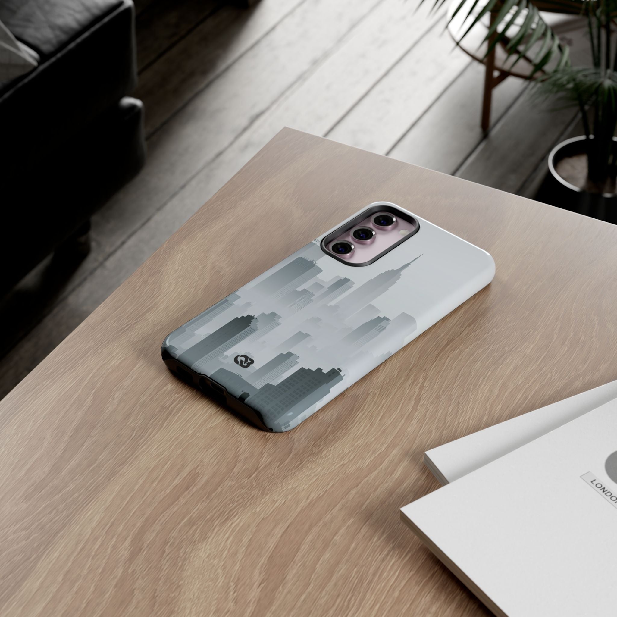 Grey Tough Phone Case for Samsung - Steel Mist Skyline