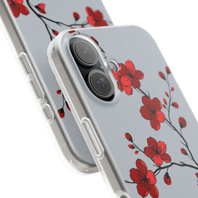 Grey Lite Phone Case for iPhone - Crimson Blossom Onyx