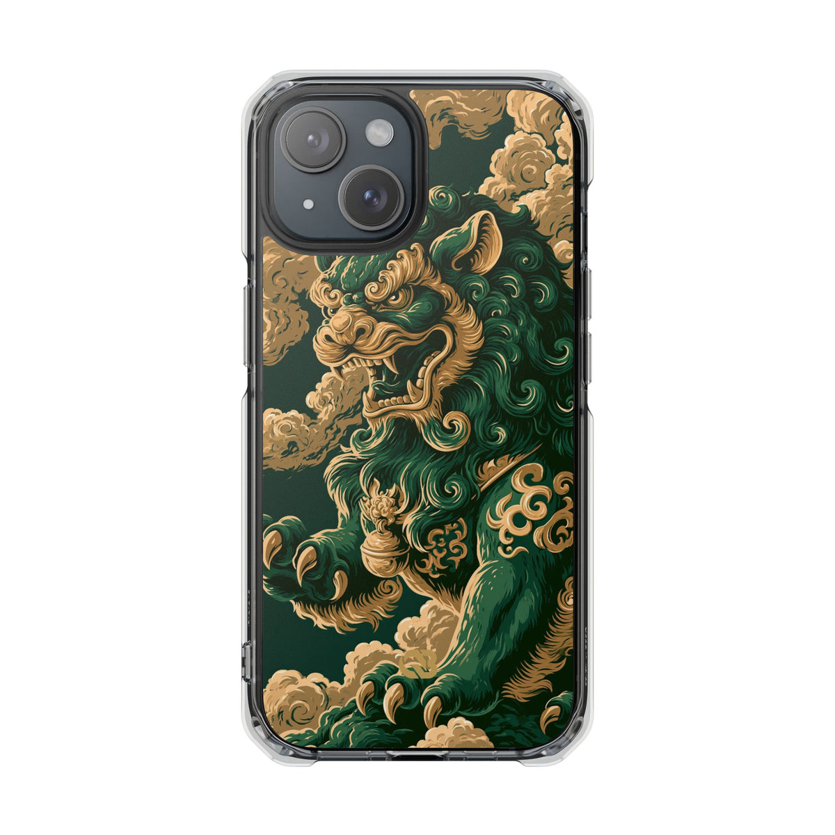 Imperial Guardian Lion · Clear Impact Magnetic Phone Case for iPhone · Green
