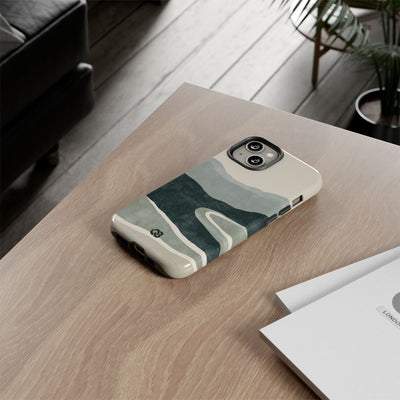 Green Tough Phone Case for iPhone - Misty Sage Valley