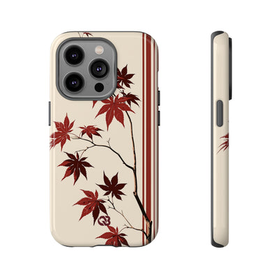 Red Tough Phone Case for iPhone - Crimson Momiji Stripe