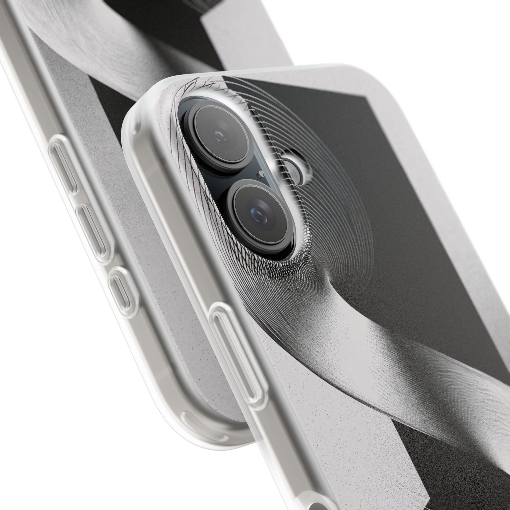 Grey Lite Phone Case for iPhone - Obsidian Moiré Wave