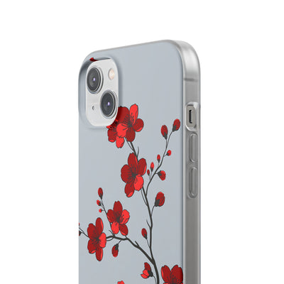 Grey Lite Phone Case for iPhone - Crimson Blossom Onyx