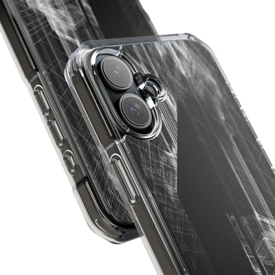 Black Impact MagSafe Phone Case for iPhone - Ghost Urban Wireframe