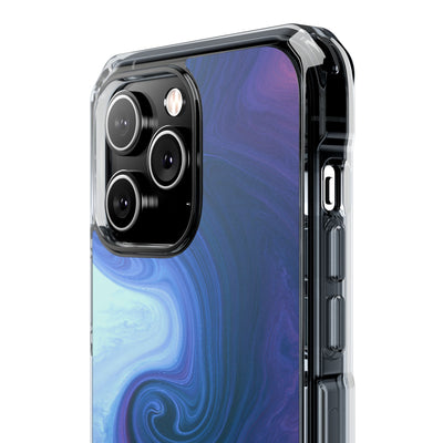 Azure Fluid Swirl · Clear Impact Magnetic Phone Case for iPhone · Blue