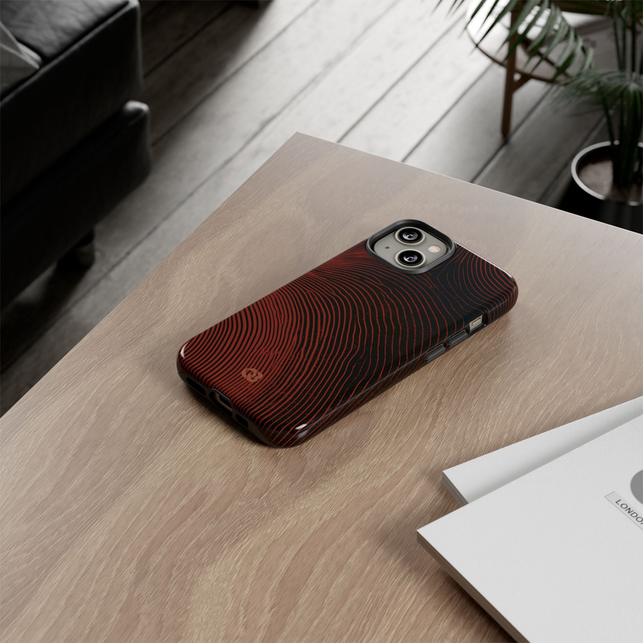 Red Tough Phone Case for iPhone - Terracotta Nerve Map