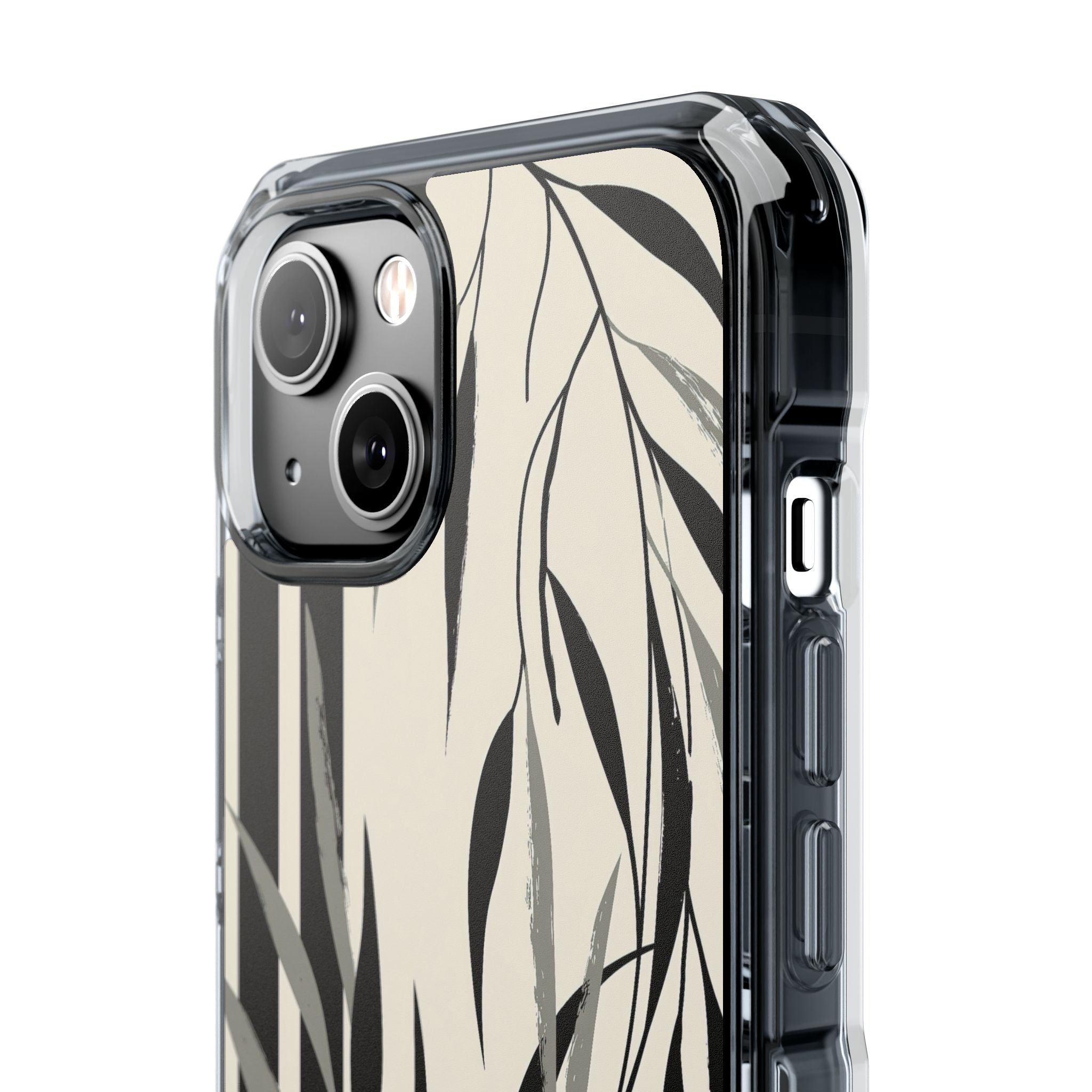 Beige Impact MagSafe Phone Case for iPhone - Soot Leaf Sketch