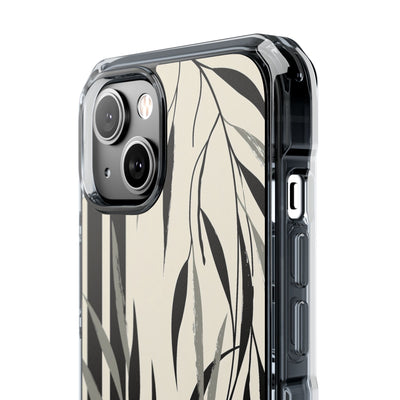 Beige Impact MagSafe Phone Case for iPhone - Soot Leaf Sketch